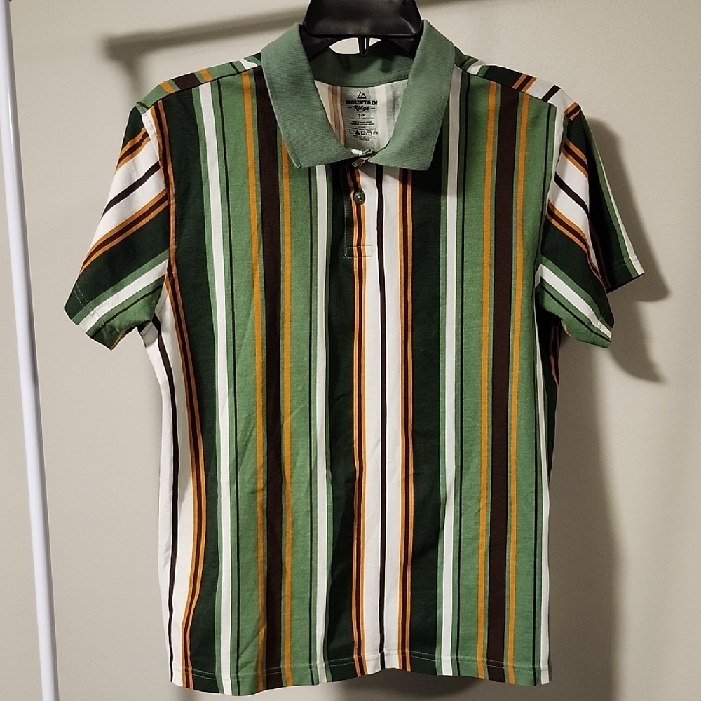 Striped Polo Shirt Men Size S Casual Golf Summer Classic